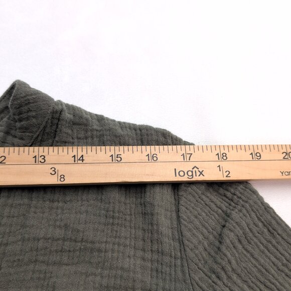 Susan Tyler Cotton Gauze Maxi Dress Olive V-Neck Size L - Picture 11 of 12